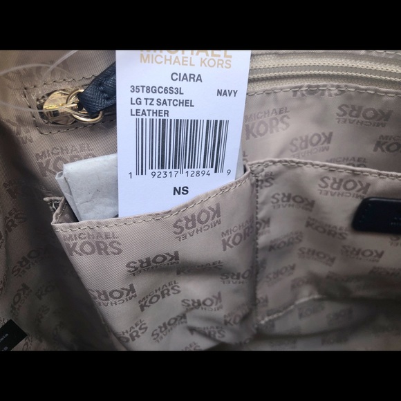 Michael Kors Ciara Large Satchel Bag Navy - Picture 7 of 8